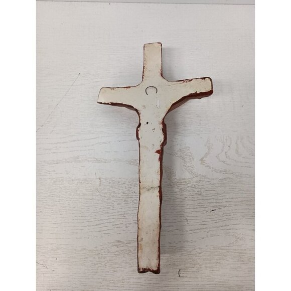 Vintage Ceramic Cross Crucifix Jesus Christ Hand Painted Wall Hanging Religious - Picture 7 of 9